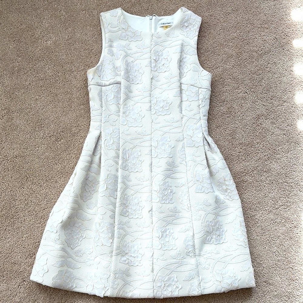 White Floral Appliqué Dress